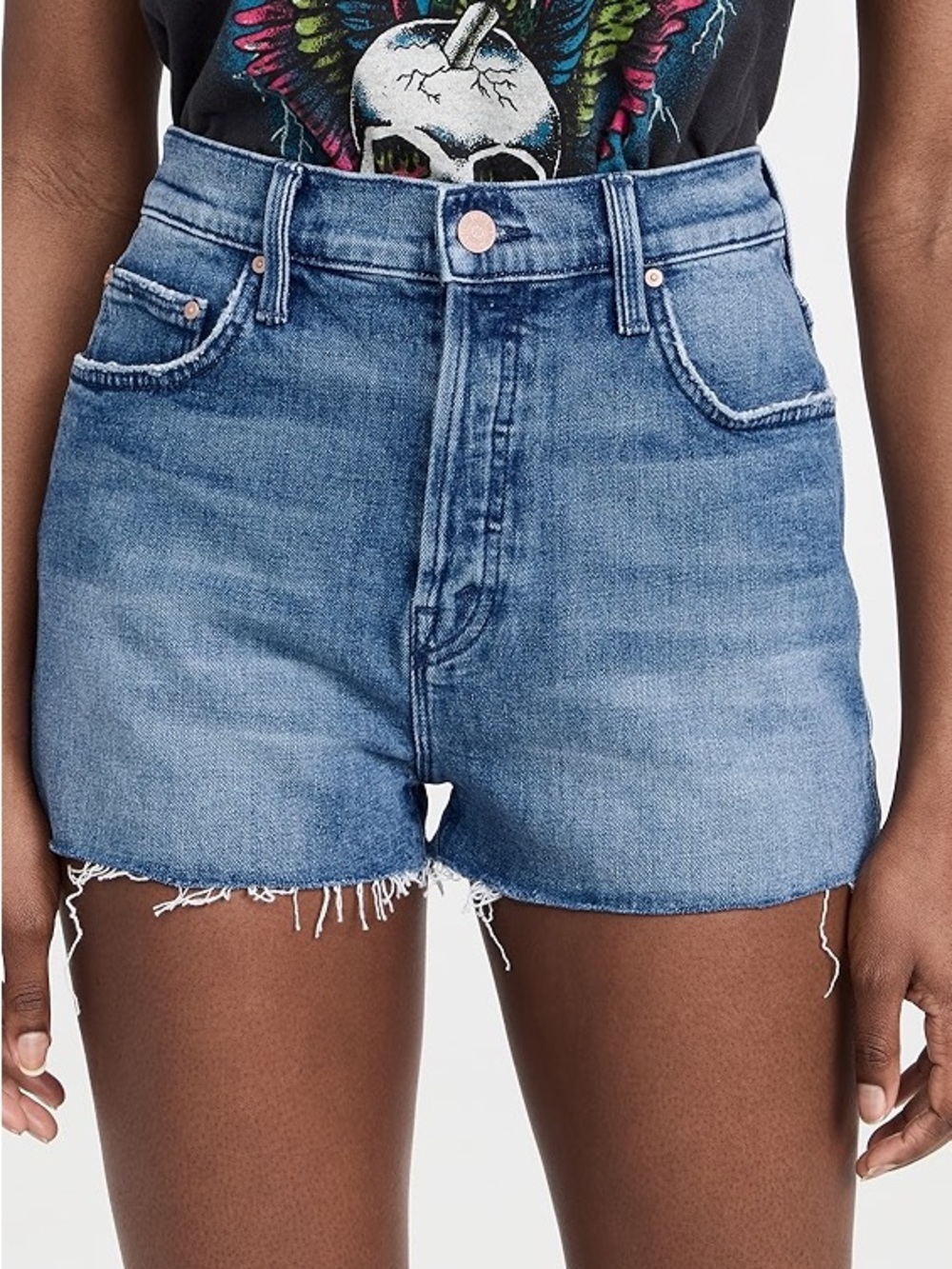 MOTHER Distressed Light Blue Denim Cutoff Shorts